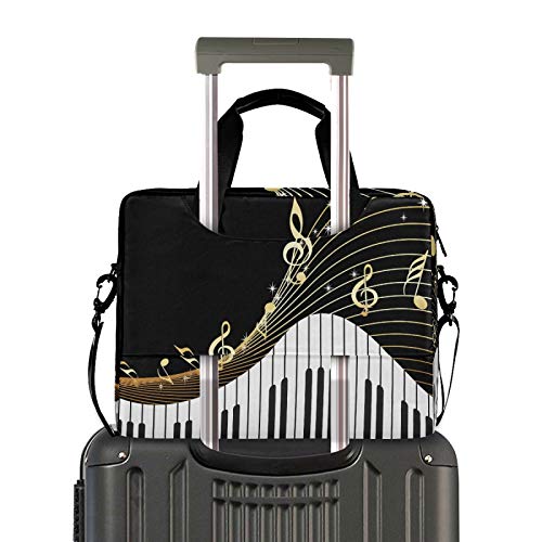 Laptop Shoulder Bag Piano Keyboard Music Note Art Portable Laptop Sleeve Case with Strap for 14/15.6/16in Notebook Computer Messenger Bag for Women Men Briefcase - Thumbnail 2