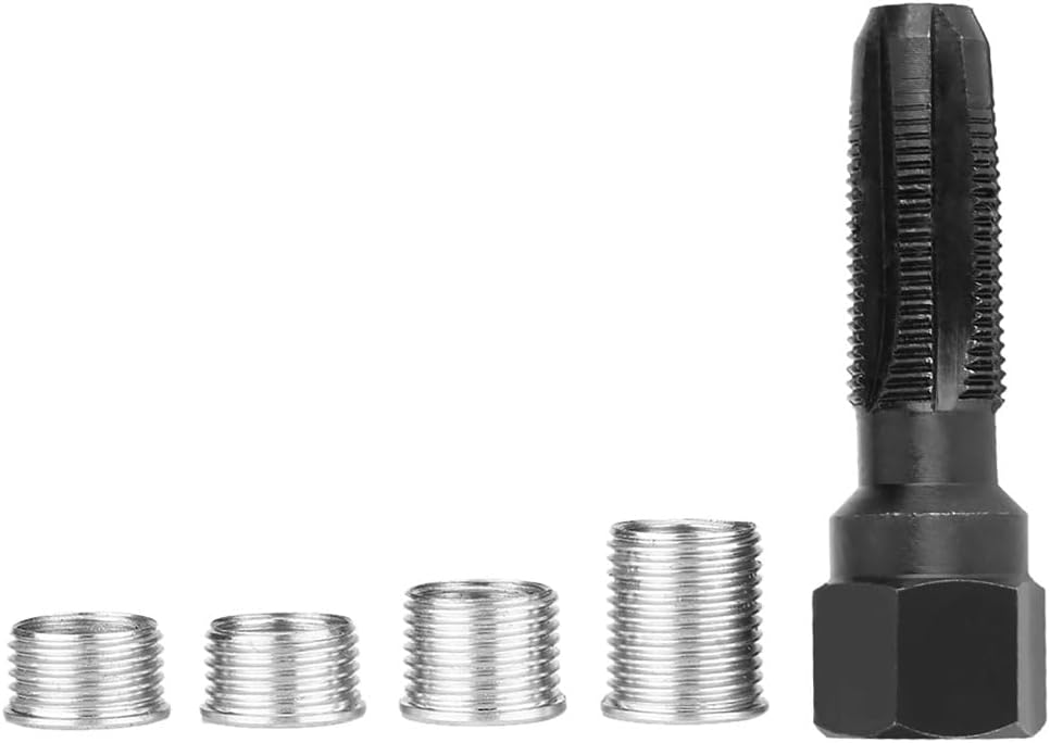 14mm Cylinder Head Rethreaded Kit,Spark Plug Thread Repair Kit with 4 Inserts, M14x1.25 Reamer Cylinder Thread Repair Tool