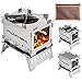 MJARTORIA Campingkocher Holzofen Camping Holzkohlegrill Edelstahl Tragbar BBQ Grill Set Outdoor Ofen Holzofen Camping Herd mit Aufbewahrungstasche Holz Herd für Camping Kochen Picknick BBQ