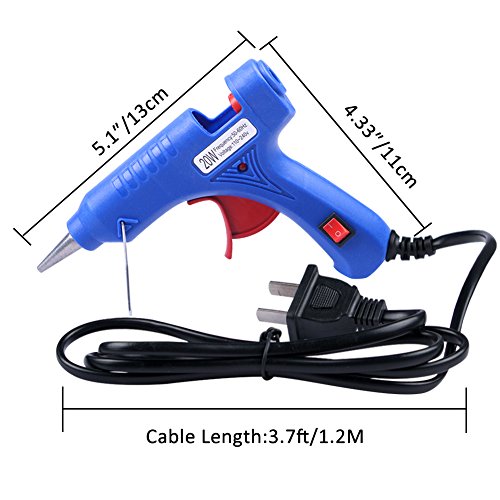 COCODE Hot Glue Gun with 60 Mini Glitter Hot Melt Glue Sticks 0.27" x 3.93" for Art Craft Project Holiday Decoration Cardboard Making DIY Repair