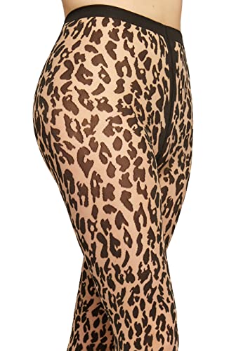 Wolford Leo Tights 20 Denier Pantyhose for Women Leopard Print Sheer Opaque Animal Pattern Hosiery with Knitted Waistband3