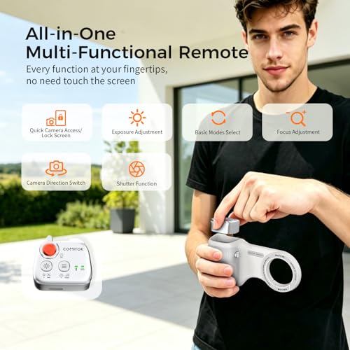 Image of Upgraded Mag-Safe Magnetic Camera Handle Grip with Extended Magnetic Phone Mount with Carabiner & Thumb Rest, Detachable Rechargeable Shutter Remote Compatible with iPhone Pro Max for Video Calls /TK