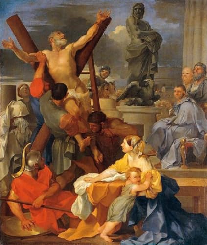 Cuadro en lienzo Il Martirio Di Sant'andrea Sebastien Bourdon pintura famosa de 60x90cm