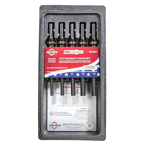 Image of Mayhew Tools 32040 Pneumatic Pin /Drift Punch Set, 5-Piece, Black Oxide Finish