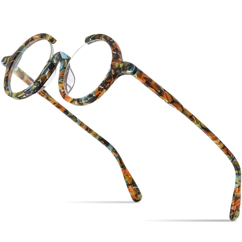 MUTYNE Montura de gafas de acetato para mujer, anteojos redondos, gafas para hombre