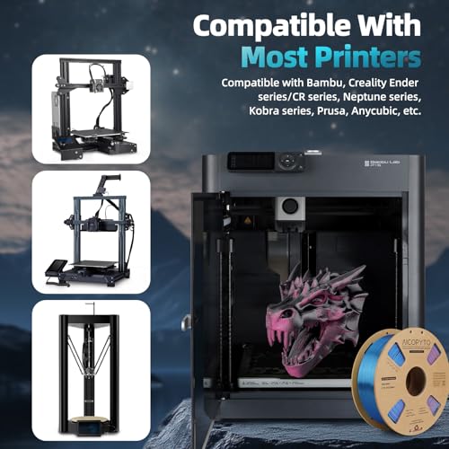 Image of 3D Printer Silk PLA Filament 1.75mm, Shiny Triple Color Bundle, Dimensional Accuracy + /- 0.02 mm, Easy to Print for Most FDM 3D Printers, 4 Spools 1KG Each