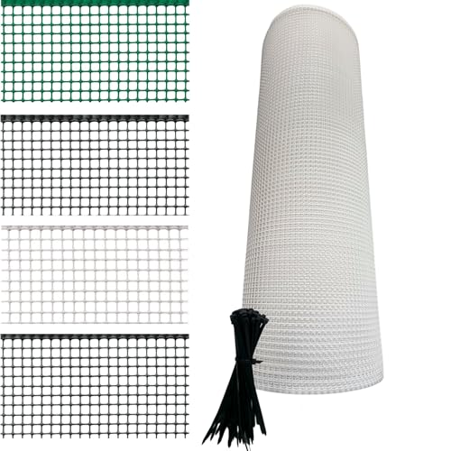 Generico Rete Balcone Protettiva in plastica per Ringhiera Cancelli e Recinzione Decorativa per Giardino Anticaduta Protezione Bambini e Animali con 100 Fascette in Omaggio(h1x5mt, Bianco)