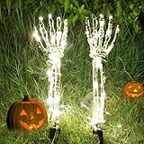 Halloween Leuchtende Skelett Hand Gartenstecker 1 Paar – LED Grusel Deko, Leuchtende Geisterhand-Friedhofsdekoration, geeignet für Gärten, Innenhöfe, Wege, Vorgärten, Rasenflächen und Outdoor(white)