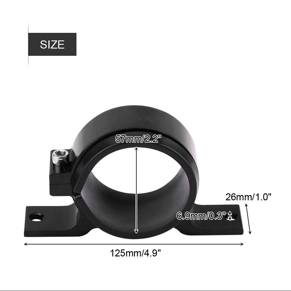 BOROCO Staffa di montaggio della pompa del carburante per auto da 60 mm, staffa di montaggio della pompa del carburante per auto in lega di alluminio universale da 60 mm(Nero