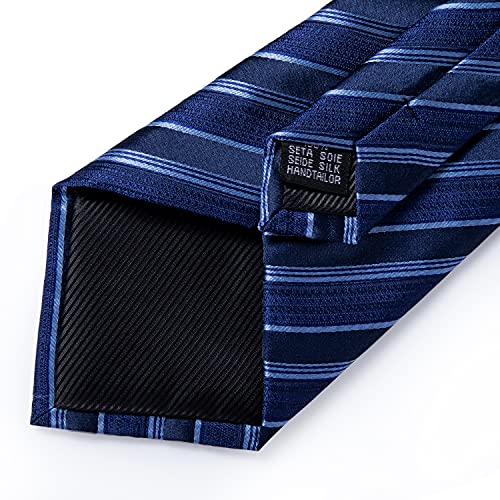 Image of DiBanGu Extra Long Tie for Men 63 inch XL Silk Necktie Set | Pocket Square and Cufflinks, Big and Tall, Jacquard Woven, Gift Box, Paisley /Plaid /Solid /Striped, for Weddinng Party Business