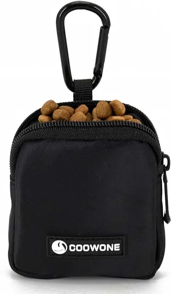 Waterproof Dog Treat Pouch, Dog Training Treat Pouch Built in Poop Bag Dispenser Adjustable Shoulder Bag (BLK) (BLK)