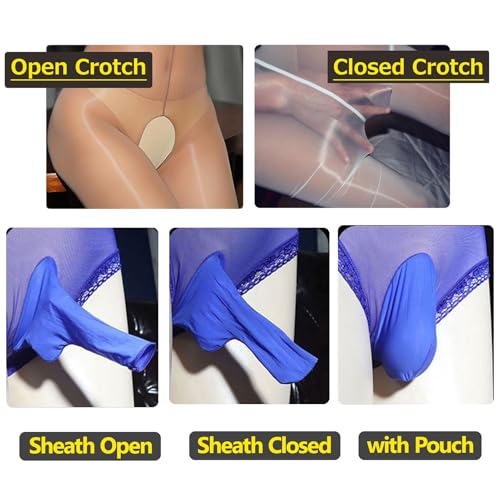 LESOYA Women Men Oil Shiny Glossy Pantyhose with Sheath Nylon Sheer Stockings with 5 Toes2