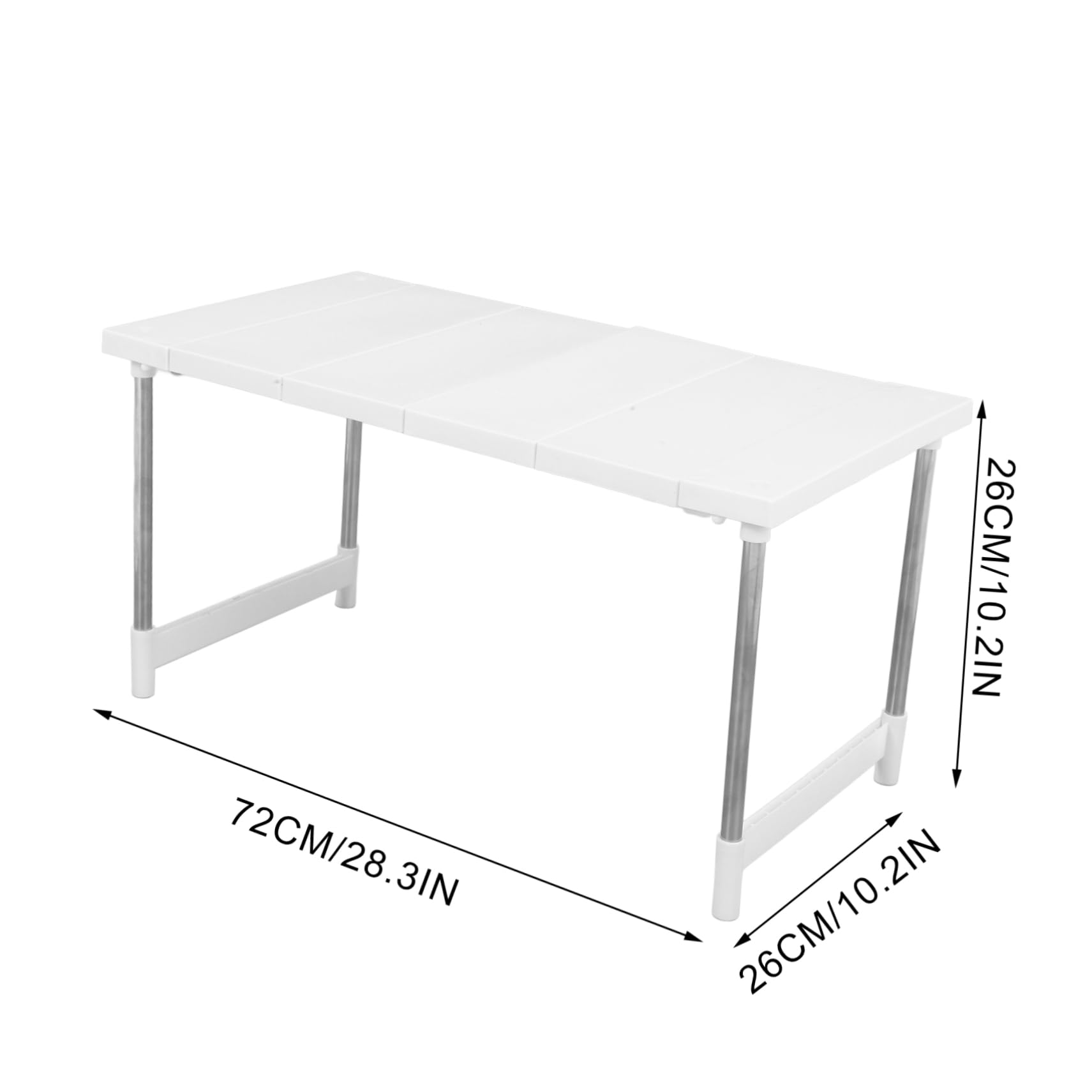 IMIKEYA Organizer Cucina Estensibile Bianco Doppio Ripiano in Acciaio Inossidabile e Superficie Liscia, Lunghezza Regolabile Ganci per Organizzare Utensili e Spezie