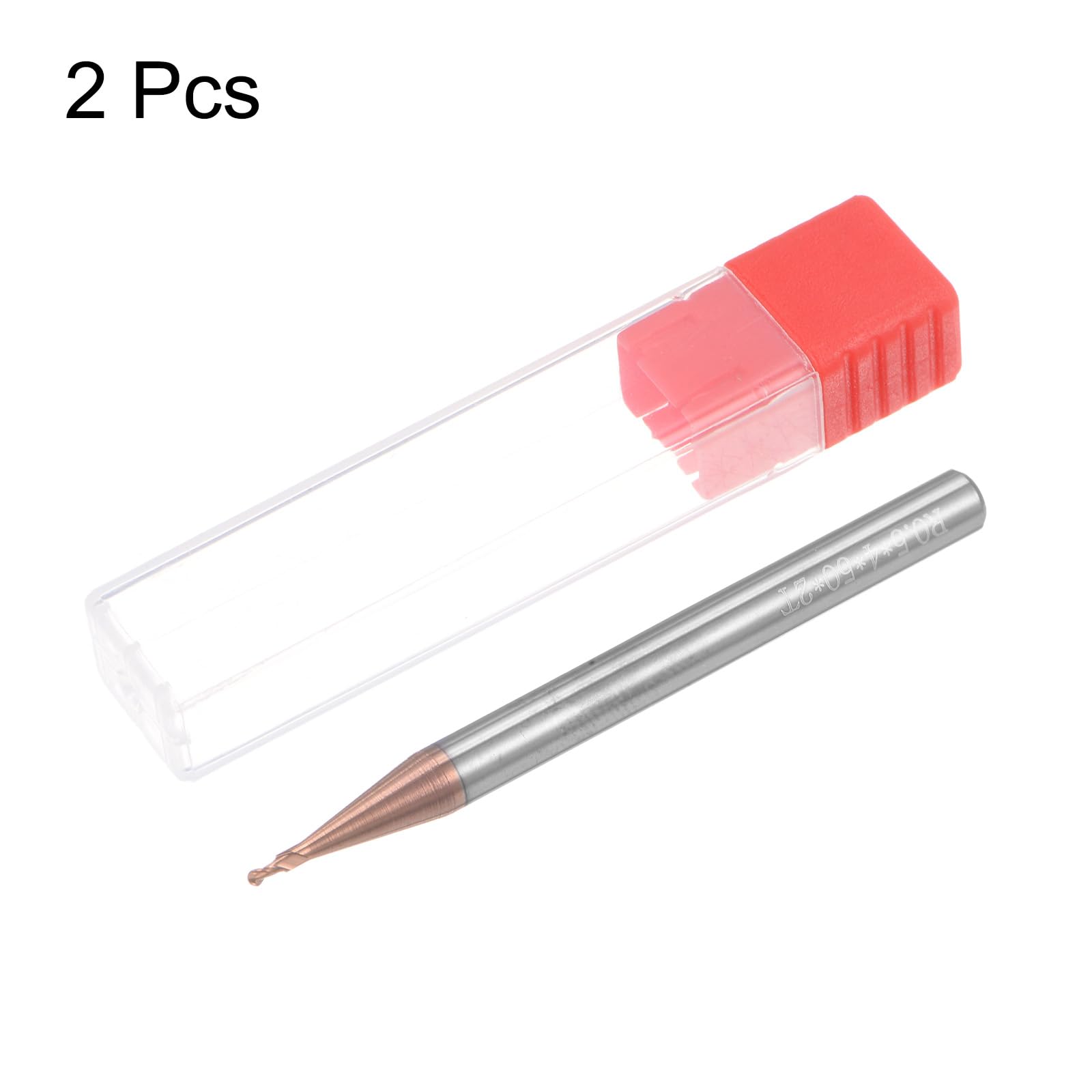 QUARKZMAN 2Pcs Fraises à Bout Sphérique pour Fraiseuse Cnc, Rayon 0,5 mm (5/256") en Carbure Tungstène Revêtu Tisin, 2 Flûtes Hrc55, Diamètre 1 mm (5/128"), Queue 4 mm (5/32"), Outils