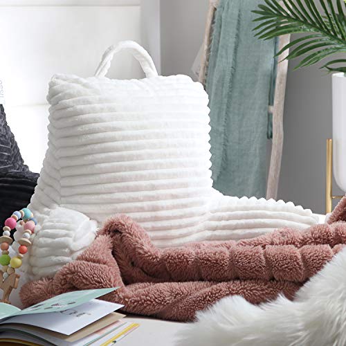 Image of Nestl Reading Pillow for Kids & Teens with Shredded Memory Foam, Luxe Cut Plush Backrest Pillows for Reading and Gaming, for use on Couch, Bed, Floor, Adjustable Support with Washable Cover White