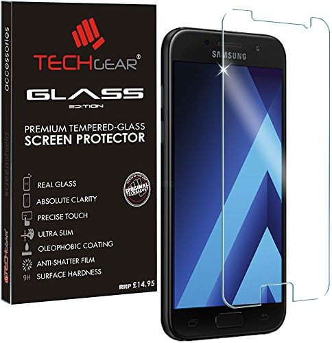TECHGEAR Screen Protector for Galaxy A3 2017 (SM-A320 Series) - GLASS Edition Genuine Tempered Glass Screen Protector Guard Cover Compatible with Samsung Galaxy A3 2017