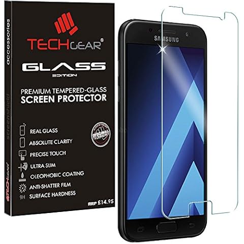 TECHGEAR Screen Protector for Galaxy A5 2017 (SM-A520 Series) - GLASS Edition Genuine Tempered Glass Screen Protector Guard Cover Compatible with Samsung Galaxy A5 2017 Cover