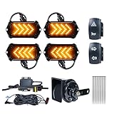 BystralX UTV Turn Signal Kit with 110dB Horn, Pre-Wired, Plug and Play UTV ATV Blinker with Rocker Switch, Rectangle Universal Street Legal Turn Signals Compatible with Polaris, Can-Am, Teryx, CFMOTO