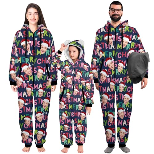 Artsadd Custom Pajamas Personalized Onesie Christmas Pajamas Customized Family Matching Pjs Set for Women Men Xmas Gifts