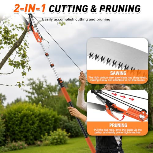 SISUPASSIE Podador de Árbol Telescópico 12FT con Sierra miniatura 4