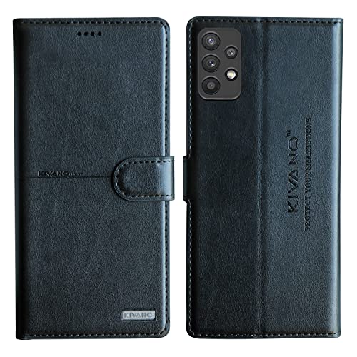 Image of KIVANO PROFESSIONAL SERIES Wallet Case for Samsung Galaxy M32 5G | LUXURIOUS DESIGN | HANDCRAFTED UNIQUE | PREMIUM | PU Leather Flip Cover | Card Slots | Kickstand | Protective Case | Magnetic Closure - Black