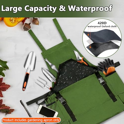 Gardening-Apron-Harvest-Apron-Gardening-Gifts-for-Men-Gardening-Apron-with-Pockets-for-Women-Green