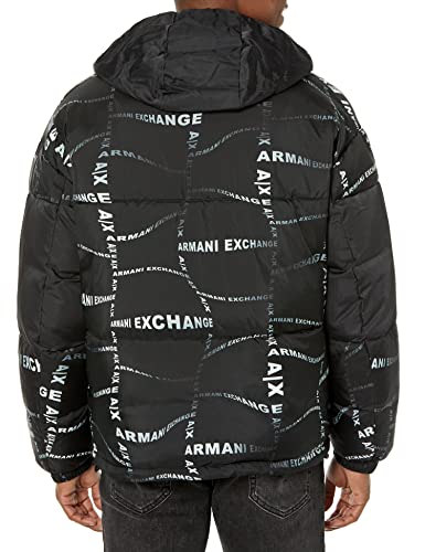 Image of A|X ARMANI EXCHANGE Men's Optical Allover Logo Puffer Jacket