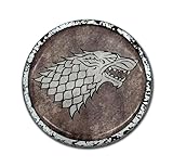 Elektroplate Officially Licensed Game of Thrones House Stark Sigil Round Distressed All Metal Chrome Emblem for Cars, Trucks, and All Auto | Universal Fit at 3.5' Diameter | Weatherproof
