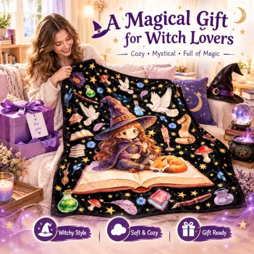 Xvx-Boom Witch Blanket,Halloween Throw Blankets, Cute Witch Gifts for Women - image 3