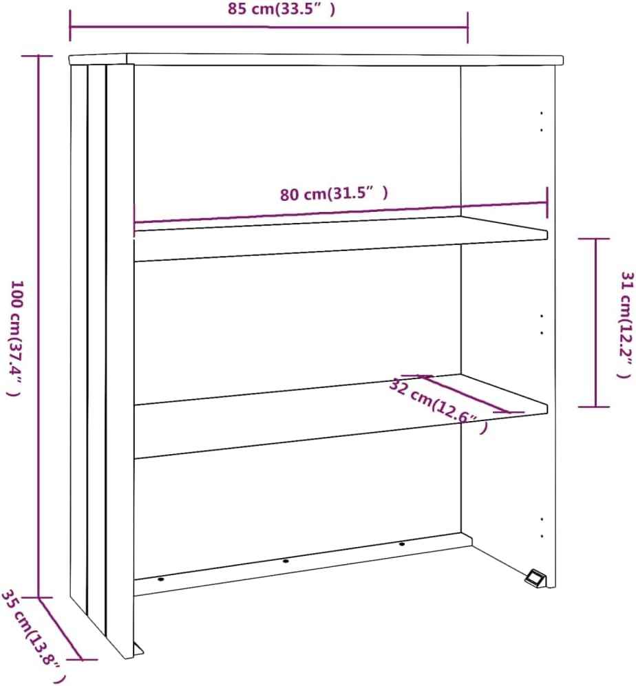 Light Grey Solid Pine Highboard Top with Lacquered Surface, Rustic Style MDF Furniture for Ample Storage, Sturdy Construction for Living Room, Dimensions 33.5x13.8x39.4 Inches