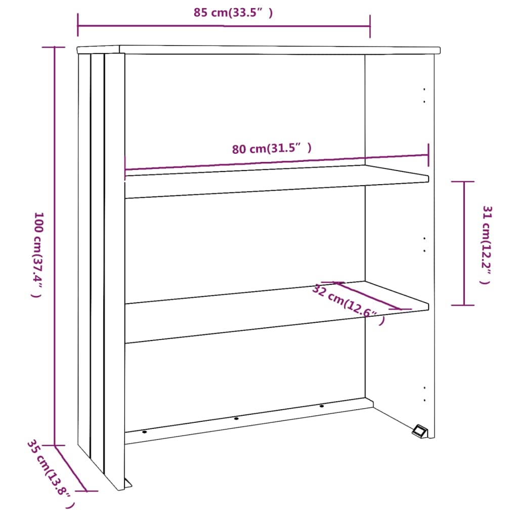 HAMAR, armadio da giardino per ufficio, camera da letto, 85 x 35 x 100 cm, in legno massiccio