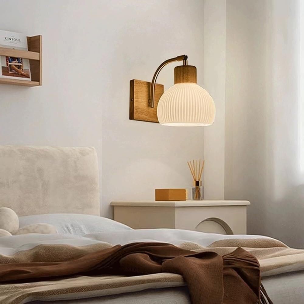 Amazon.com: LINGCMP Nordic Solid Wood Bedside Wall Sconce Mid