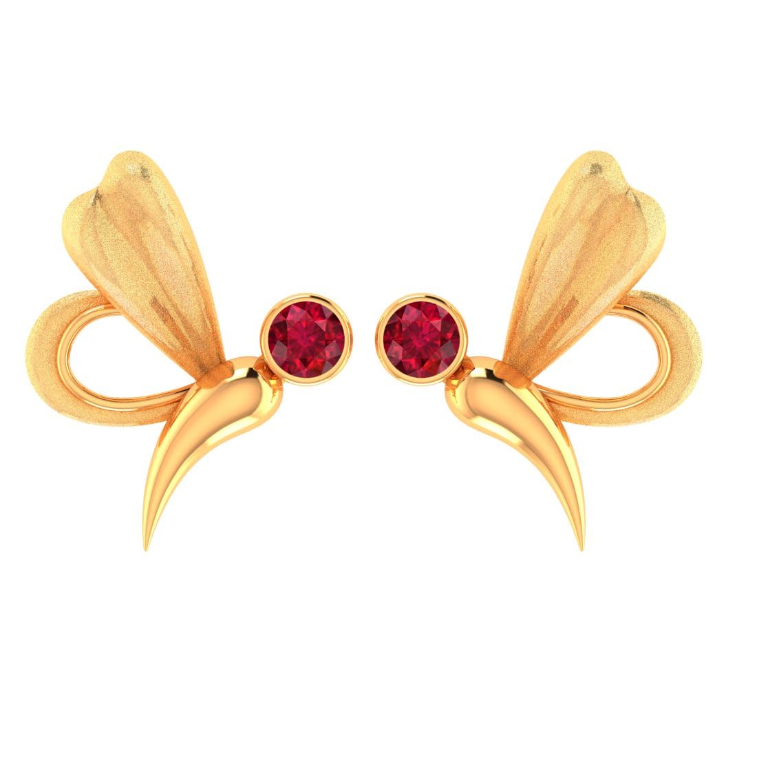 9KT (375) BIS Hallmark Gold Scarlet Butterfly Stud Earrings | Gift for Women & Girl's | 0.52 Grams-image-46
