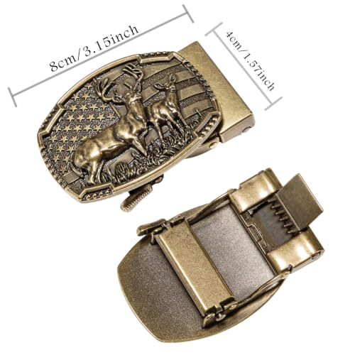 Image of Dubulle Mens Ratchet Belt Gold Click Buckle Adjustable Leather Belts | Automatic Belt Buckles, 1 3 /8 inch(3.5cm) Slide Strap, Ratcheting Smooth Sliding, Trim to Fit Design, Gift Box, for Dress Casual