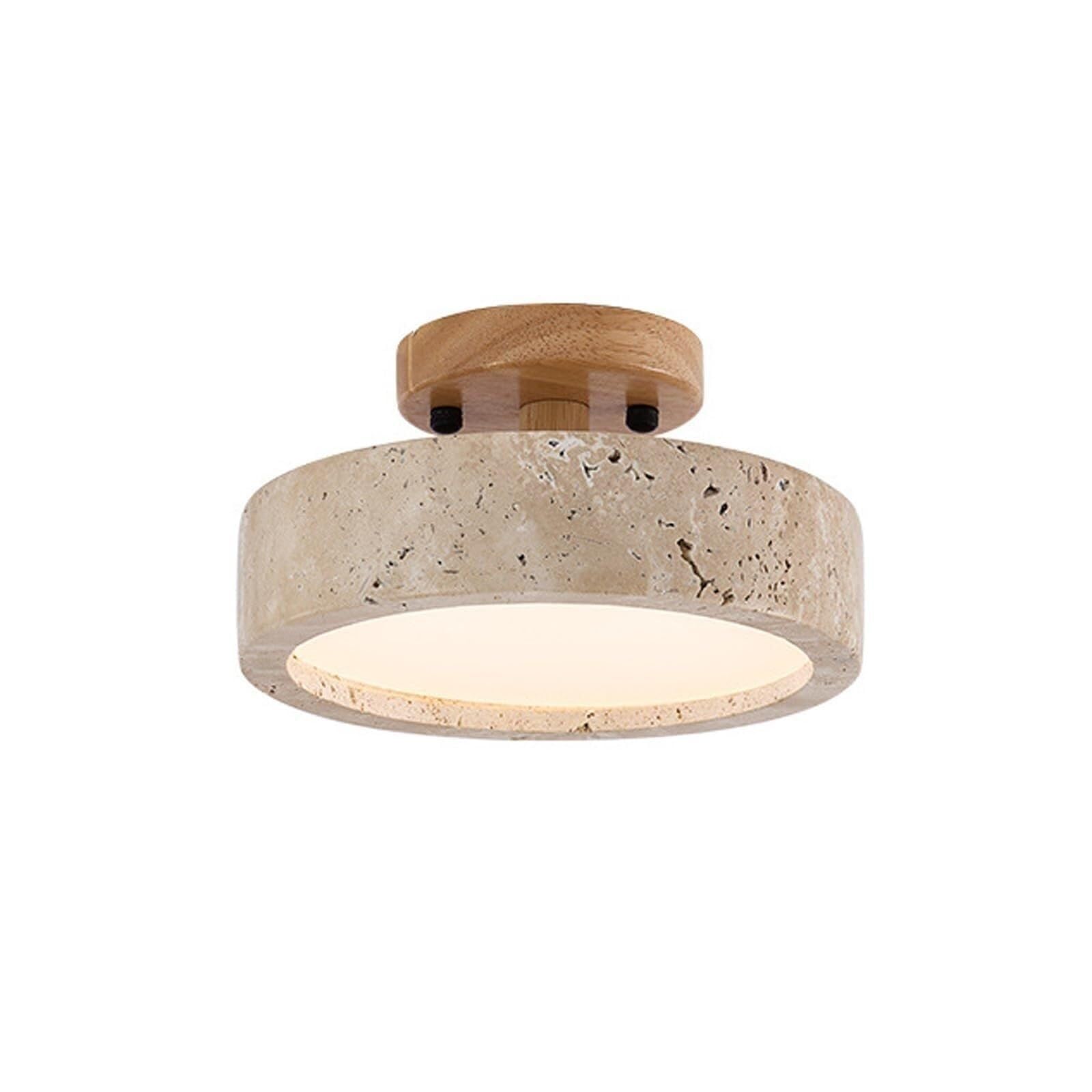 Lampy Sufitowa Z Żółtego Trawertynu, Lampy Sufitowa Z Litego Drewna Wabi-sabi, Oświetlenie Sufitowe Z 3 Możliwością Przyciemniania, Do Jadalni, Sypialni, Łazienki