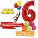 Dolce idea Composizione Personalizzata Mylar Sagoma Numero 6 Rosso con Adesivi di Curioso Come George e del Tuo Nome, Base Pallocini e Kit Fai da Te, Addobbi Festa Compleanno