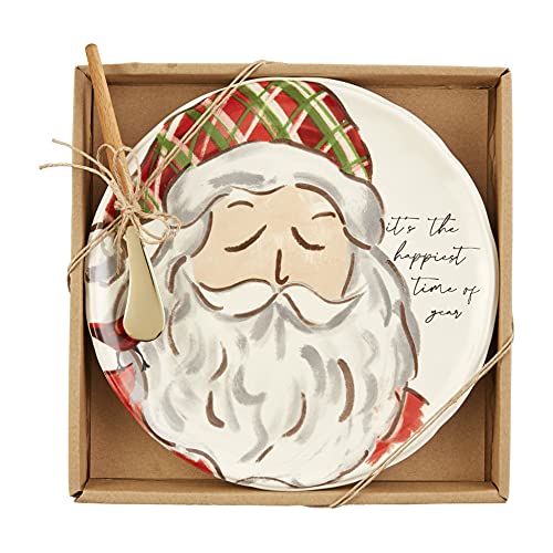 Mud Pie Christmas Cheese Set, Santa, plate 8 1/2