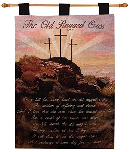 Manual Inspirational Collection 26 X 36-Inch Wall Hanging and Finial Rod, Old Rugged Cross