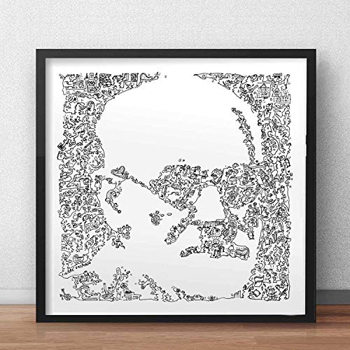 Sigmund Freud imprimir con garabatos en el interior del retrato | Muchos detalles sobre Neurólogo austríaco y fundador del psicoanálisis | cartel de arte de ilustración blanco ilustrando la historia