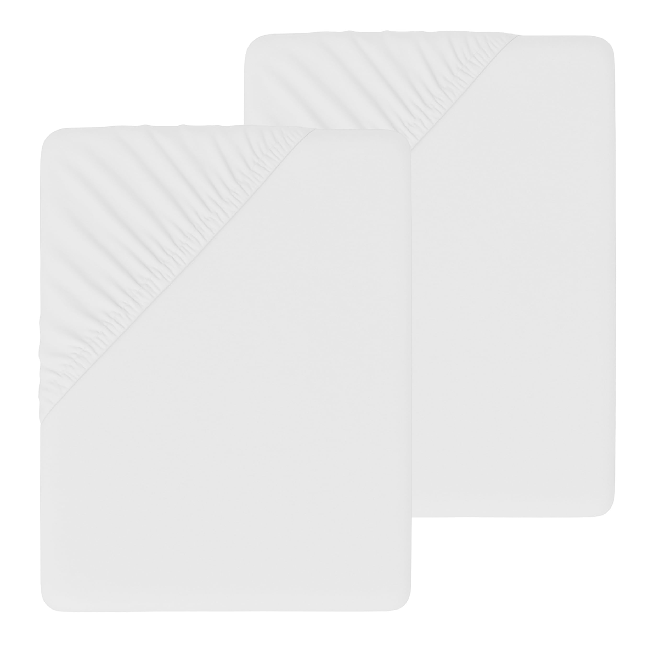 Sábana Bajera Ajustable Microfibra Suave 90x190/200 - Altura 30 cm - Transpirable, Elástica y Lavable - Blanco, 2 Unidades