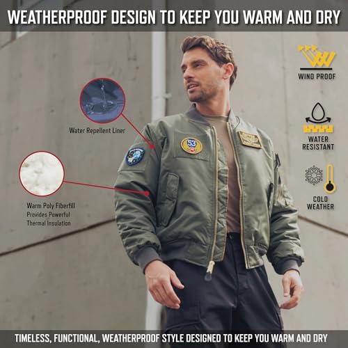 Rothco Flight Jacket with Patches - Classic Cold Weather Bomber
