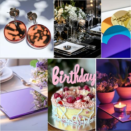 Image of 12x16 Inches Gold Mirror Acrylic Sheet - 2 Pcs Reflective Acrylic Panel for DIY Crafts, Home Decor & More (30x40 cm)