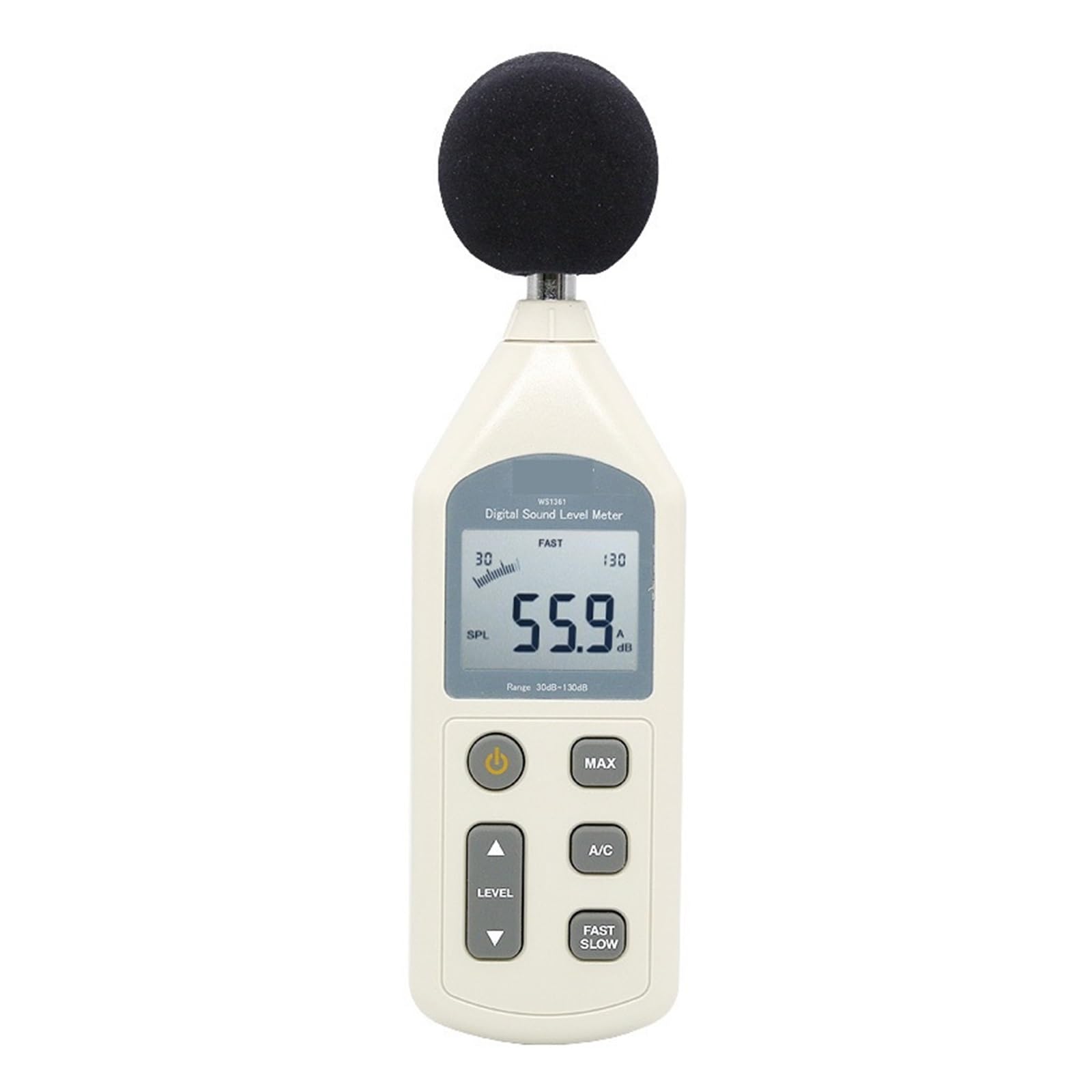 BIRAN WS1361C Medidor de nivel de sonido digital LCD 30-130dB Instrumento de medición de ruido