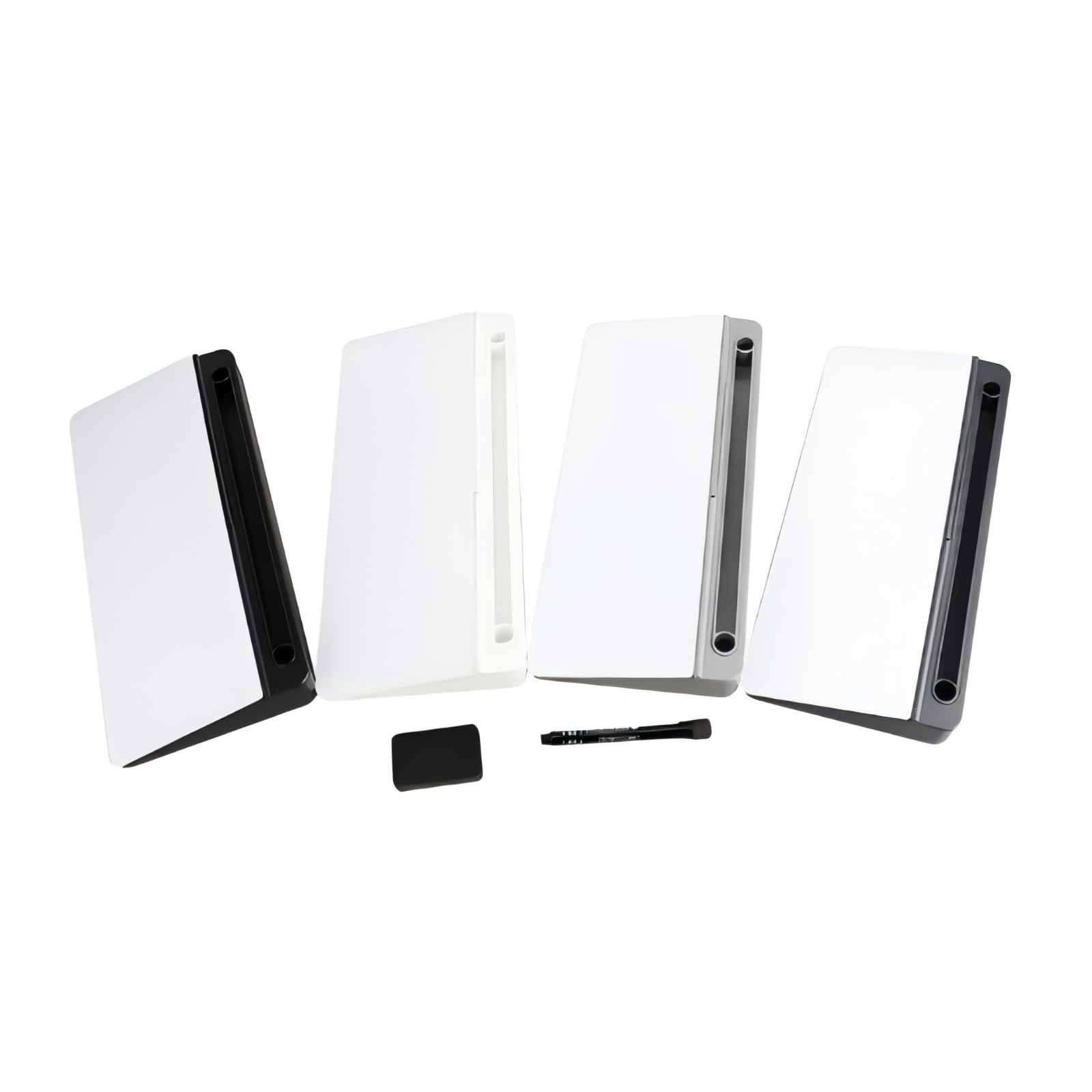 Lavagna da tavolo in vetro con vano portaoggetti, supporto per tastiera, lavagna per appunti, ideale per scuole, case e uffici Black and white 3