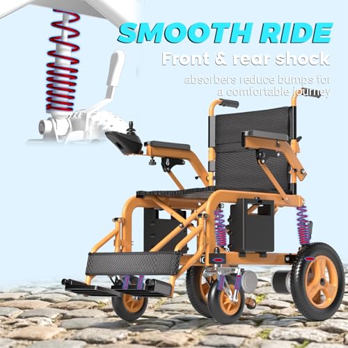 Image of Hassky Electric Wheelchair for Adults with Dual Shock Absorption,25 Miles Long Range Power Wheelchair for Seniors,All Terrain Motorized Wheelchair with a Robust 39KG (86LB) Weight,Orange