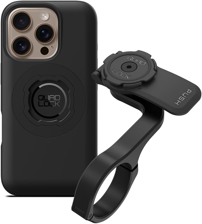 Quad Lock Out Front PRO Handlebar Bike Phone Mount (V2) with MAG Phone Case for iPhone 16 Pro
