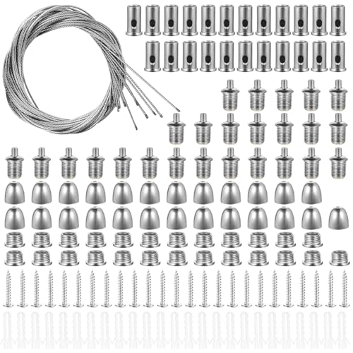 25 Pz Set di Sospensione Cavo Acciaio, 1,5 mm x 1 m Cavo Regolabile in Acciaio Inossidabile, Fune Acciaio per Lampadario Sospensione Appendere Lamp Plafoniera a Pannello LED