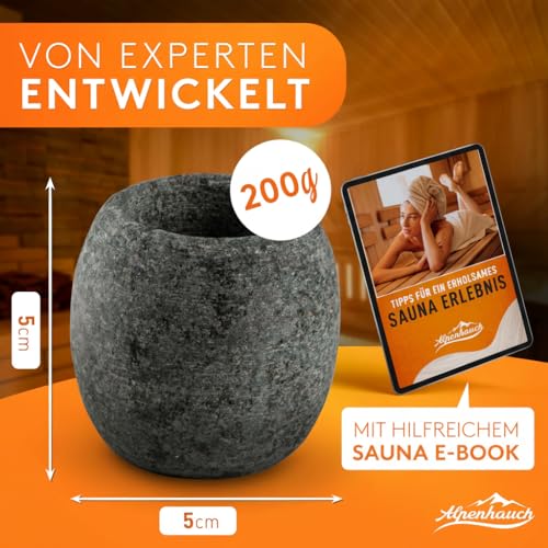 ALPENHAUCH Sauna Aromaschale aus massivem Granit [5x5cm] - Hitzebeständiger Sauna Aufguss Stein für intensiven Duft - Für Mentholkristalle & Saunaöle - Sauna Zubehör inkl. E-Book 4