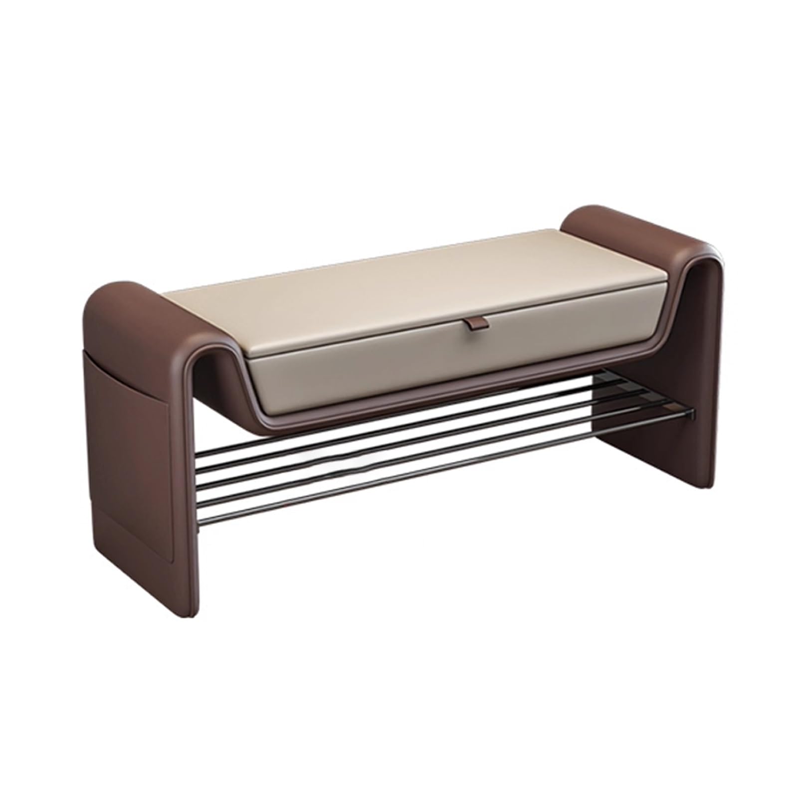 LWJSOCP Wooden Shoe Rack Bench with Storage Compartment Leather Entryway nizer with Side Pockets for Bedroom Living Room Hallway – 80cm (31.5in)