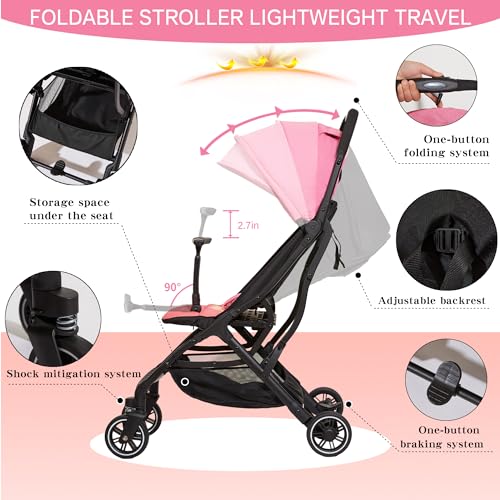 Image of Cool Kids Travel Stroller, Lightweight Baby Stroller with Automatic Folding Function Suitable for Walking Shopping and Amusement Parks